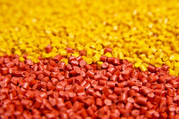 Colorful plastic polymer granules 