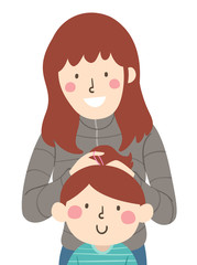 Sister Kid Girl Fix Hair Illustration