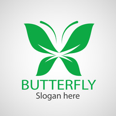 Green butterfly leaf template icon vector