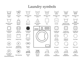 Laundry symbols icon set. Vector illustration, flat design.