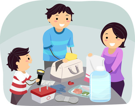 Stickman Family Emergency Kit Illustration