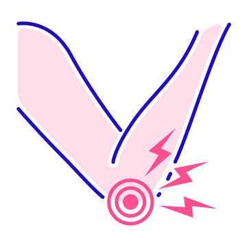 recommend clip art: Acute pain elbow joint color line icon. Sprain, injury, arthritis. Isolated vector element. Outline pictogram for web page, mobile app, promo.