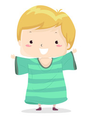 Kid Boy Adjective Big Shirt Illustration