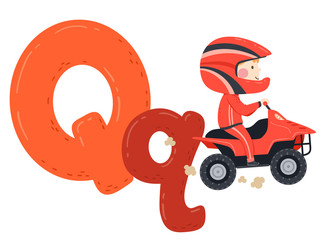Kid Boy Quad Bike Sport Alphabet Illustration © BNP Design Studio