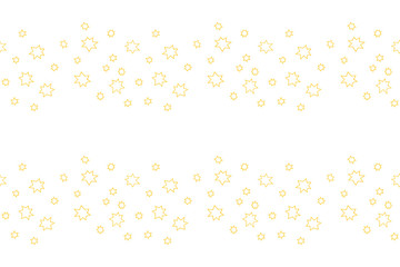 Seamless pattern with tracks clusters lines of contour yellow stars on a white background. Vector simple magic texture of the night sky, space