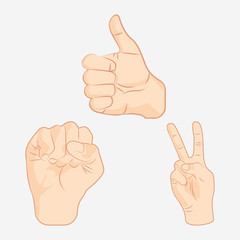 Hand showing different gestures