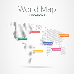 Obraz premium Dot perspective world map with location pointers