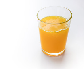 Orange juice in glass isolated on white background