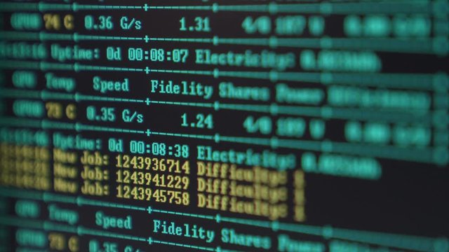 Mining cryptocurrency process program on display pc.