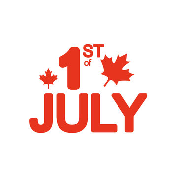 Canada day concept, 1st July lettering design with maple leaves decoration, silhouette style
