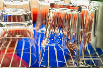 glass glasses on the dryer, soft focus, blurry background