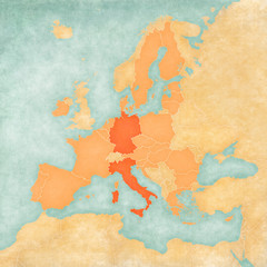Map of European Union - Germany and Italy