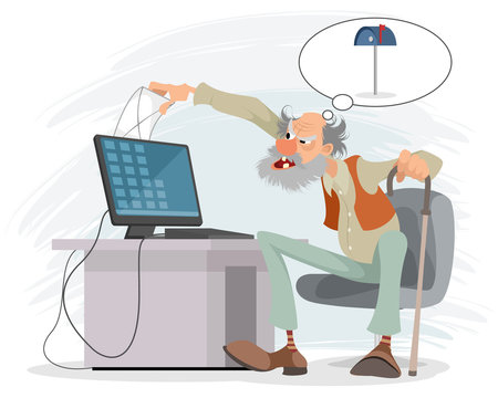 Elderly man at a computer
