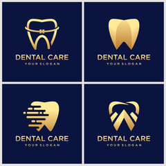 Dental Clinic Logo With Luxurious Tooth Shape With Gold Color Accents Make This Design. Unique, Modern, Elegant, Mature