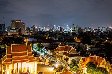 Fototapeta premium Wat Saket from Golden Mountain Temple, Bangkok, Thailand