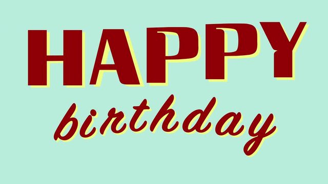 Happy birthday text moving animation, looping and seamless animated video. Old and retro style celebration 4K intro or background