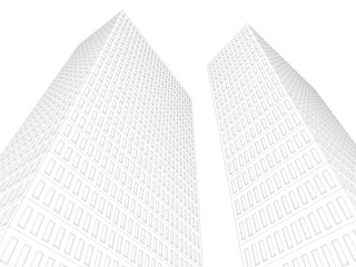 Fototapeta premium Mega city, wireframe technique, original 3d rendering