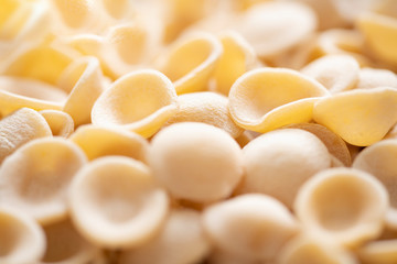 dried italian orecchiette pasta blur defocused