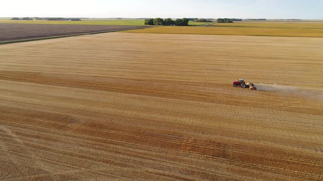 Shredding Wheat Stubble, Rural East Grand Forks, Minnesota, USA