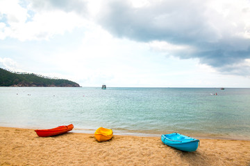 Canoes on the Mae Haad Beach, Koh Phangan, Thailand