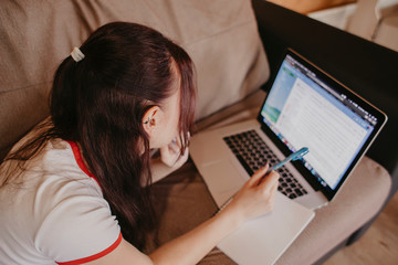 woman working on laptop