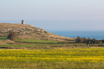 Watchtower near adriatic sea (San Emiliano tower), near Otranto in Salento, Italy