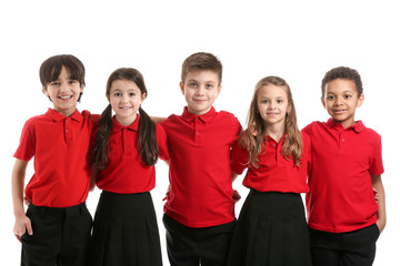 Cute little pupils on white background