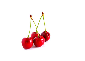 Cherries on a white background. Suitable for advertising backgrounds. Vitamin complex