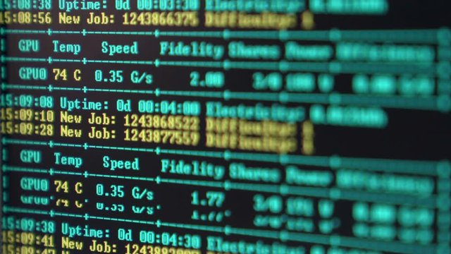 Mining cryptocurrency process program on display pc.