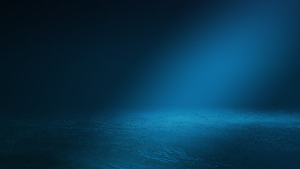 Obraz premium Dark dramatic abstract scene background. Searchlight reflection on the pavement. Smoke, smog and fog