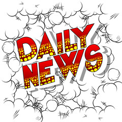 Daily News - Comic book style word on abstract background.