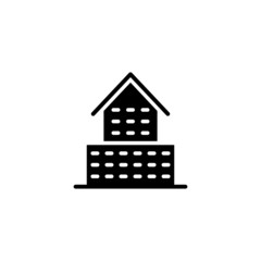 Big building vector icon in black solid flat design icon isolated on white background