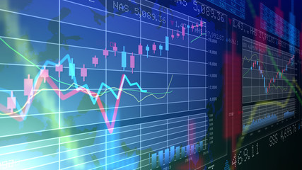 Business Data Graph finance Chart Bar 3D illustration background.