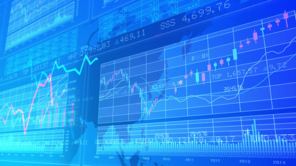 Business Data Graph finance Chart Bar 3D illustration background.