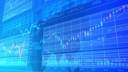 Business Data Graph finance Chart Bar 3D illustration background.