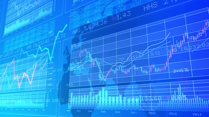Business Data Graph finance Chart Bar 3D illustration background.