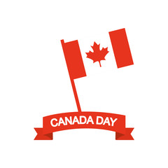 canada day concept, decorative canadian flag and ribbon, silhouette style