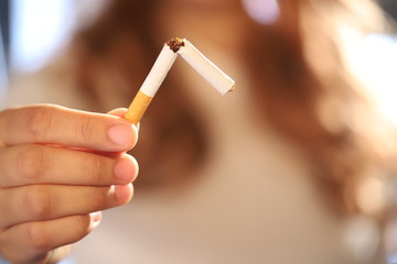 Focus hand, Women quit smoking For good health of oneself