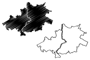 Vinnytsia City (Ukraine) map vector illustration, scribble sketch City of Vinnytsya or Vinnitsa map