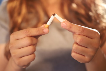 Focus hand, Women quit smoking For good health of oneself