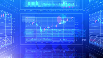 Business Data Graph finance Chart Bar 3D illustration background.