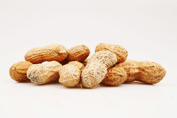 Organic and fresh shelled peanuts. front view
