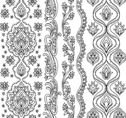 Paisley Style Seamless Border Pattern 
