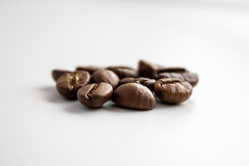 coffee grains on a white background