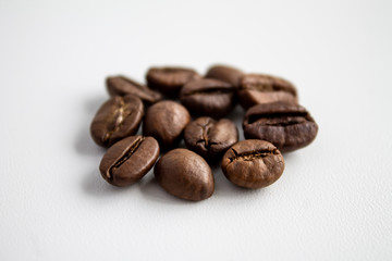 coffee grains on a white background
