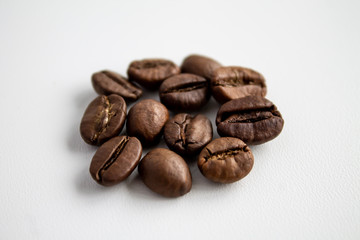 coffee grains on a white background