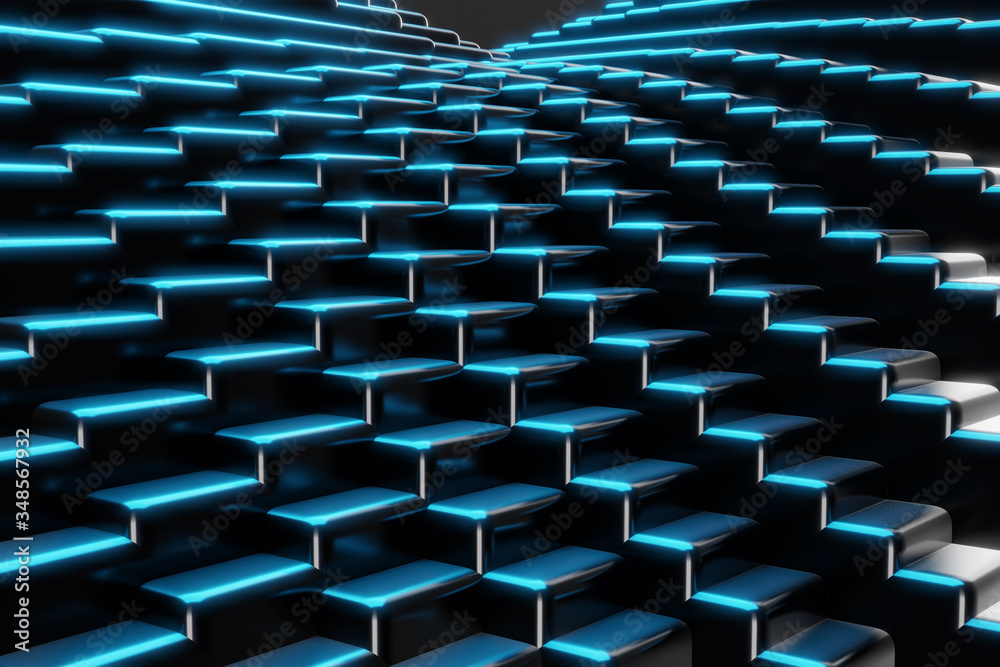 Aufkleber Abstract Cube Particle Background construction block technology computer graphic background,3D illustration