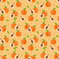 apricot fruit seamless pattern.