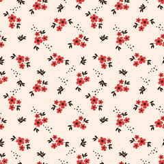 Materiał do szycia tiny red flower seamless pattern