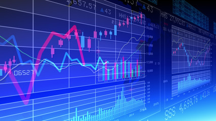 Business Data Graph finance Chart Bar 3D illustration background.